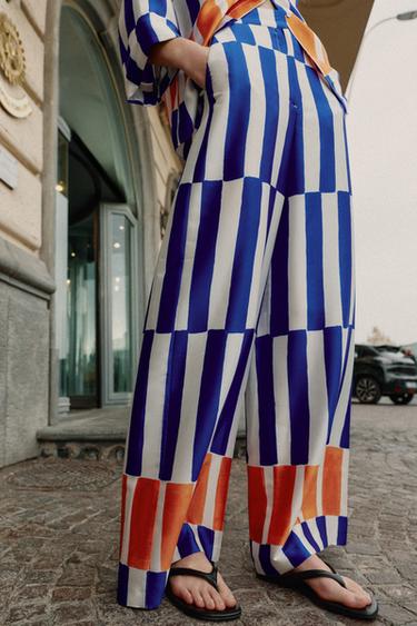 STRIPED WIDE-LEG TROUSERS - Multicoloured by Zara - Image 1