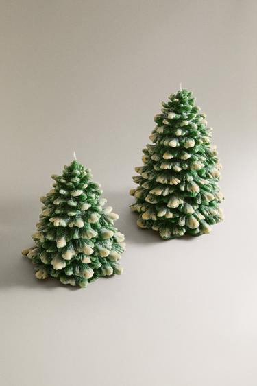 SNOWY CHRISTMAS FIR TREE CANDLE - Green by Zara - Image 1