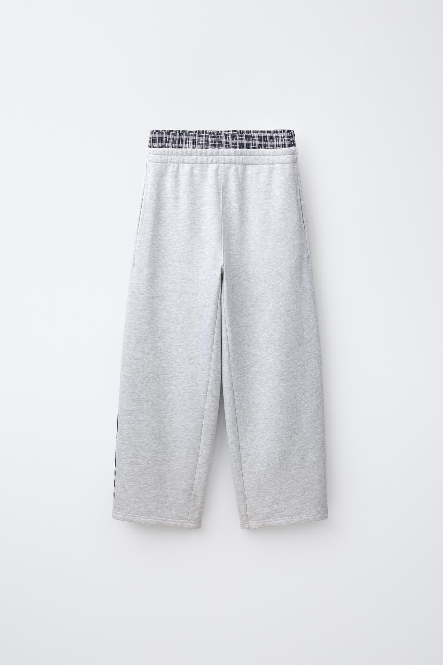 Детские брюки Zara Straight-Leg Double-Waistband, цвет: Серый меланжевый — фото 2