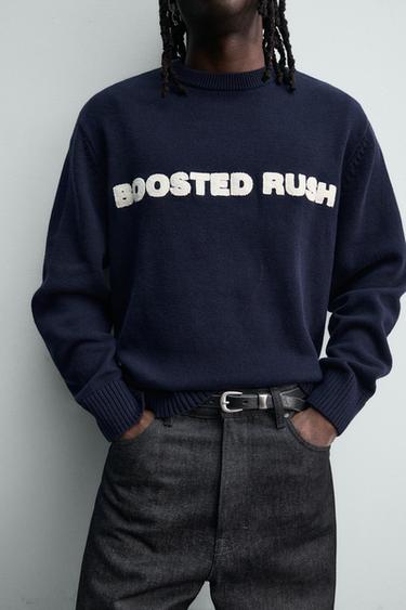 EMBROIDERED TEXT JUMPER - Navy blue by Zara - Image 5