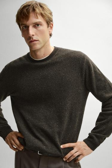 Heathered wool knit sweater — Brown 1