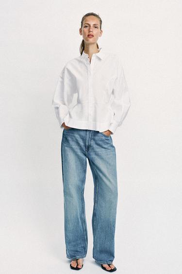 POPLIN PEPLUM SHIRT - White by Zara