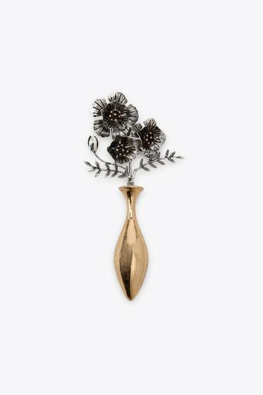 Zaras KOMBINERAD BLOMBROSCH - Guld/silver