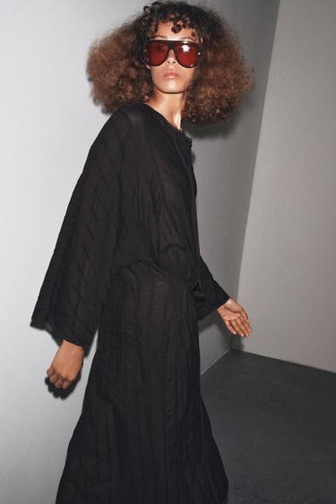 MIDI DRESS WITH TOGGLES ZW COLLECTION - Black by Zara