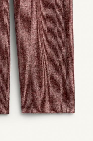 LIMITED EDITION HERRINGBONE WOOL TROUSERS - Burgundy by Zara - Image 9