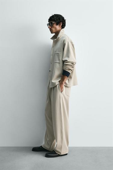 PLEATED INTERLOCK TROUSERS - stone by Zara - Image 3