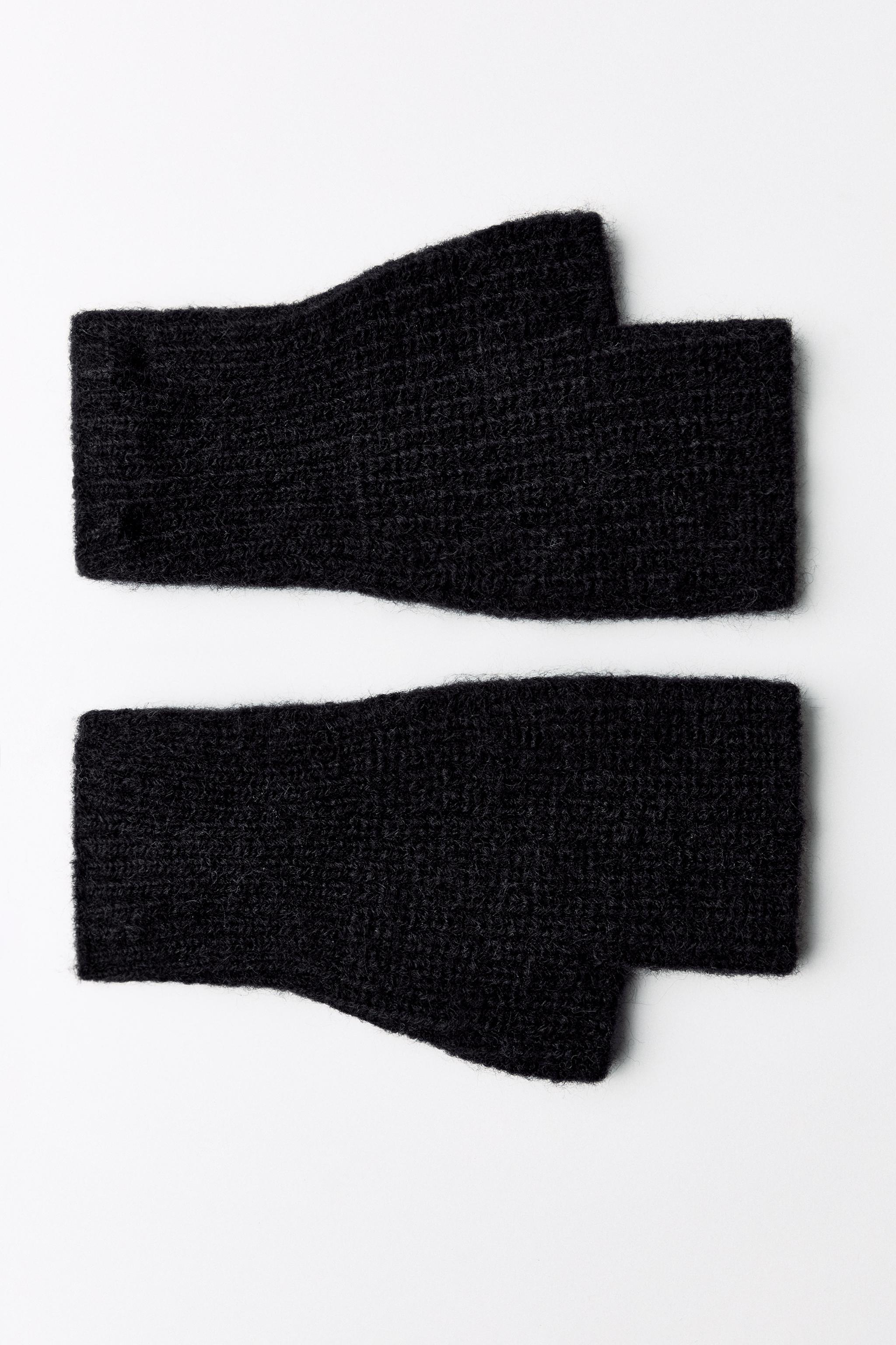 SHORT FINGERLESS RIBBED GLOVES