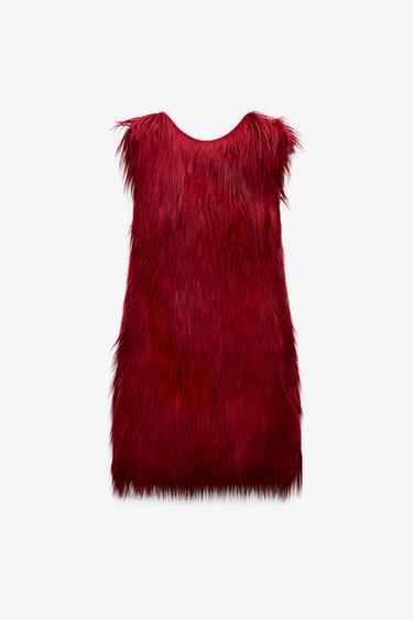 ROBE EFFET FOURRURE LIMITED EDITION - Rouge de Zara - Image 1