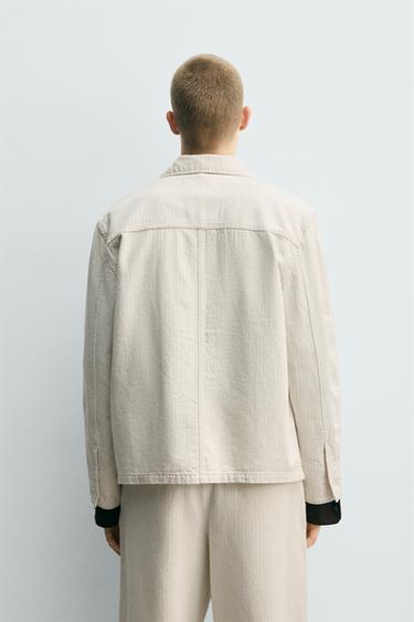 STRIPED TEXTURED OVERSHIRT - Ecru by Zara - Image 2