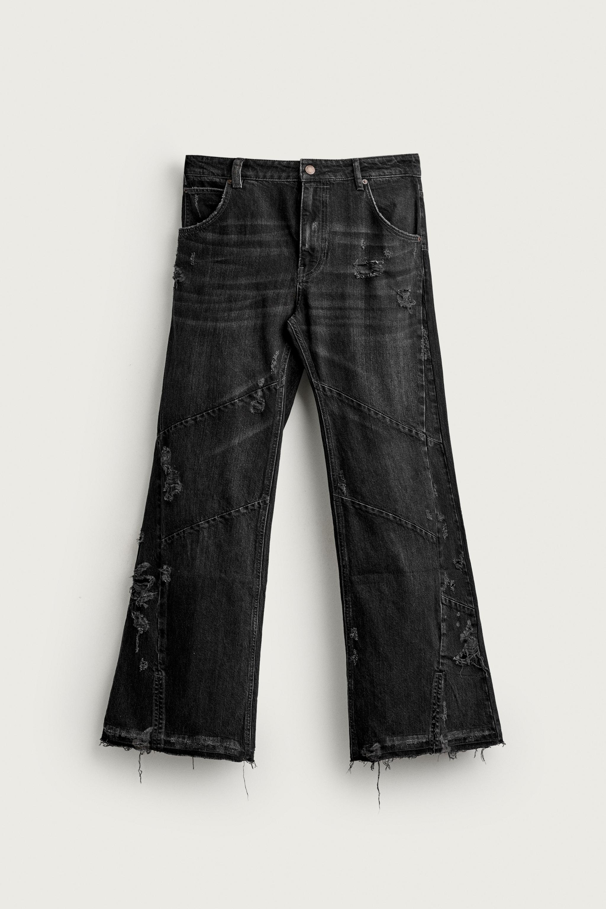 SEAMED FLARE FIT JEANS — Black