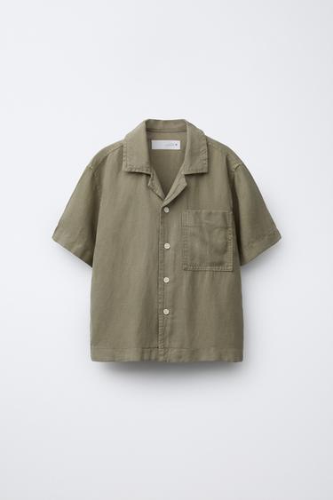 Zara LINEN SHIRT - Khaki