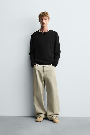 TEXTURED WASHED SWEATER - Black by Zara
