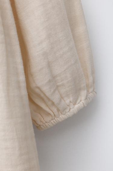 EMBROIDERED FLORAL DRESS - Beige by Zara - Image 3