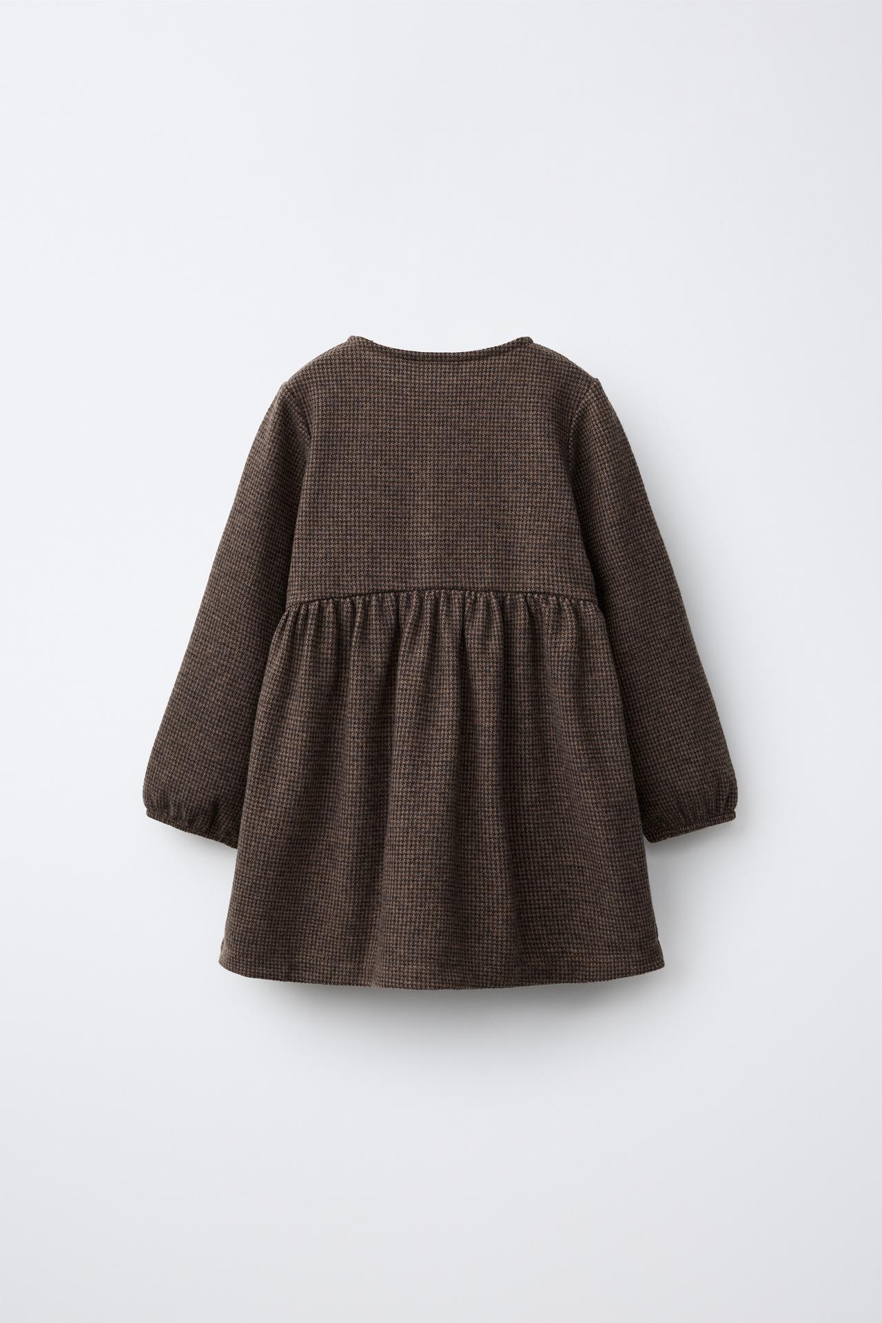 EMBROIDERED STRUCTURED DRESS — Chocolate