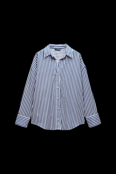 CAMISA BÁSICA POPELÍN - Marino / Blanco de Zara - Imagen 0