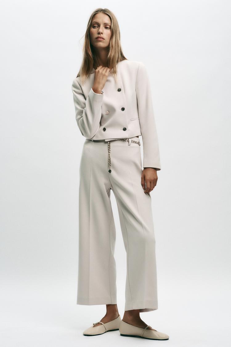 SHORT DOUBLE-BREASTED BLAZER Ecru ZARA United Kingdom