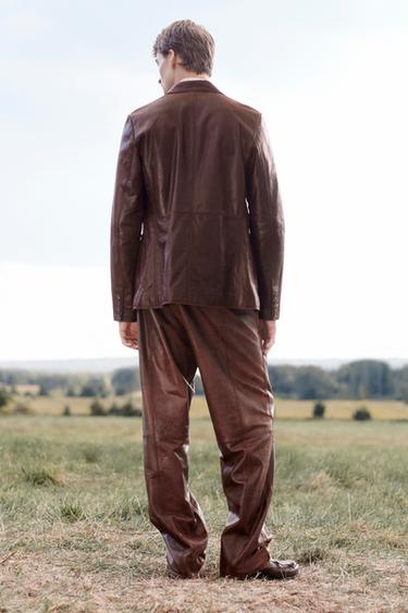 LIMITED EDITION LEATHER SUIT BLAZER - Brown by Zara - Image 1