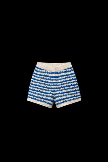 Zara STRIPED KNIT SHORTS - Electric blue - Image 0