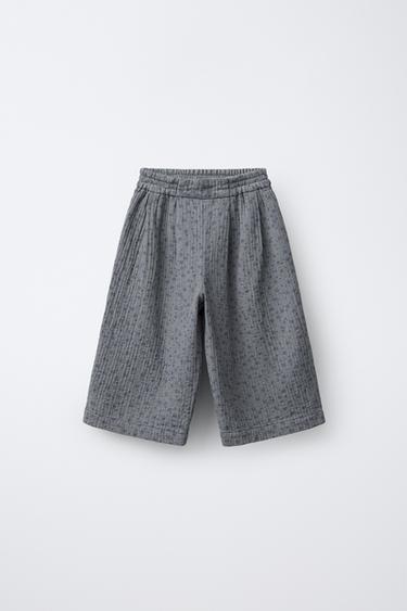 PANTALÓN CULOTTE TEXTURA FLORES - Grisáceo de Zara - Imagen 0
