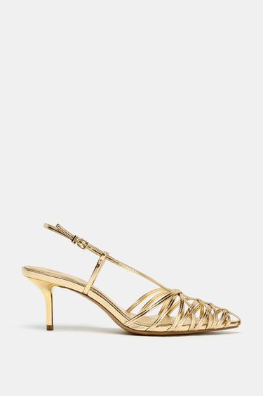 CHAUSSURES OUVERTES À L'ARRIÈRE À TALONS AVEC EFFET MÉTALLISÉ - Or de Zara - Image 2