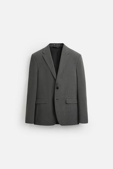 BLAZER ESTRUCTURA PATA DE GALLO - Gris de Zara