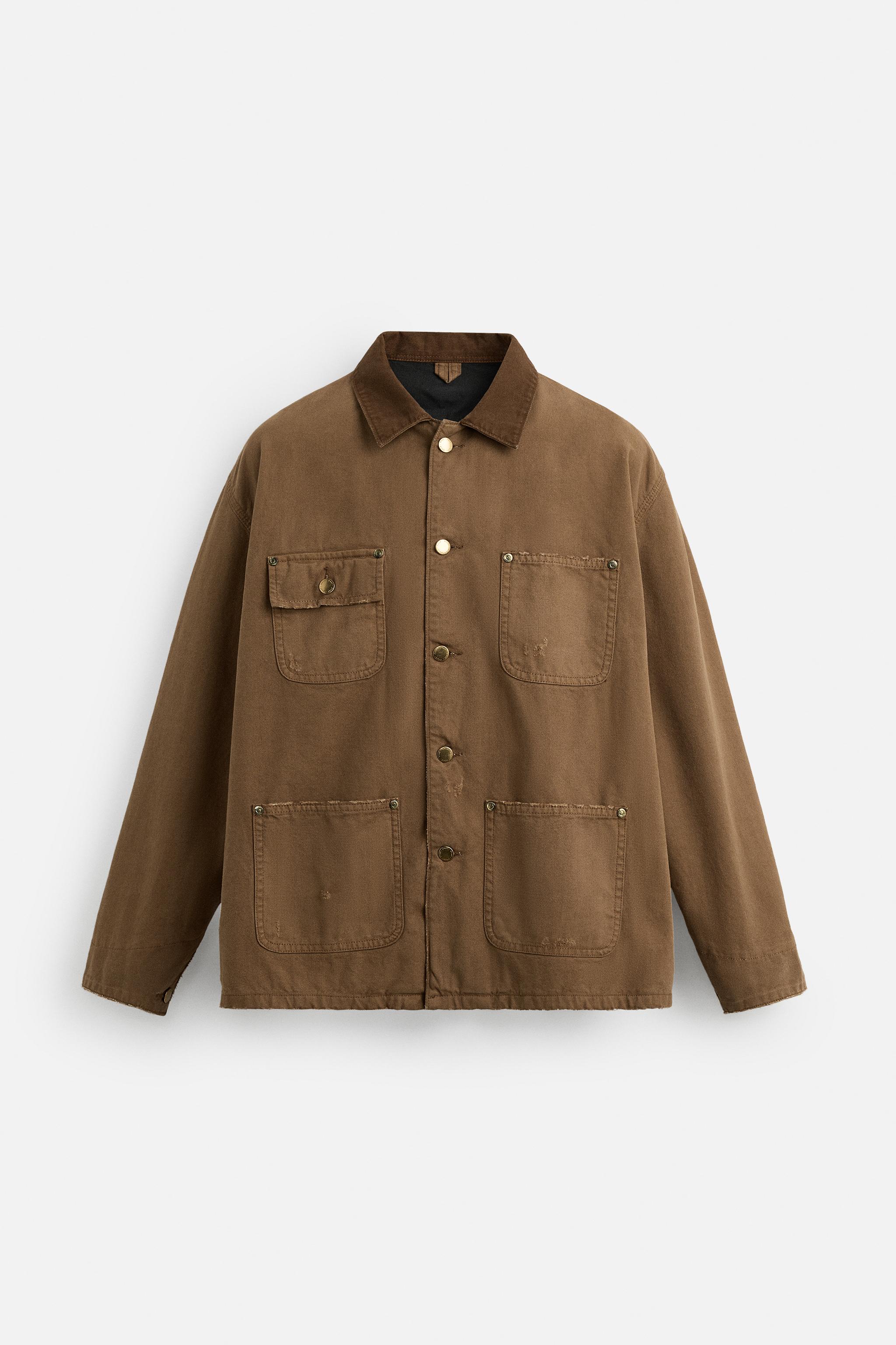 VESTE DÉLAVÉE AVEC COL EN CONTRASTE