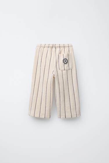 STRIPED TOWELLING TROUSERS - Ecru by Zara - Image 1