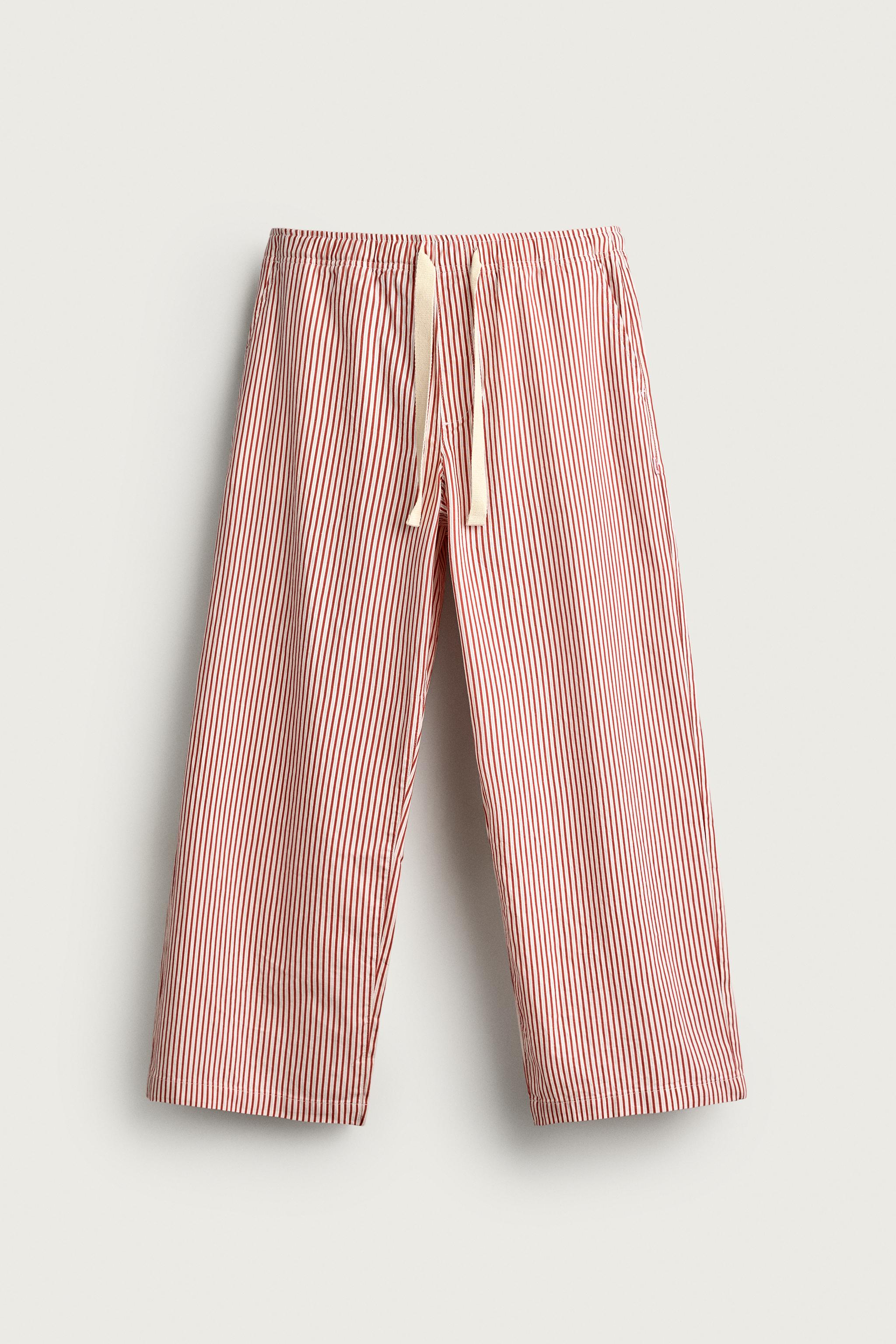 ストライプ柄バギーフィットパンツ - レッド | ZARA Japan / 日本