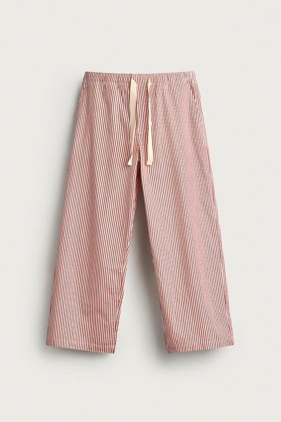 PANTALON BAGGY À RAYURES - Rouge de Zara - Image 5