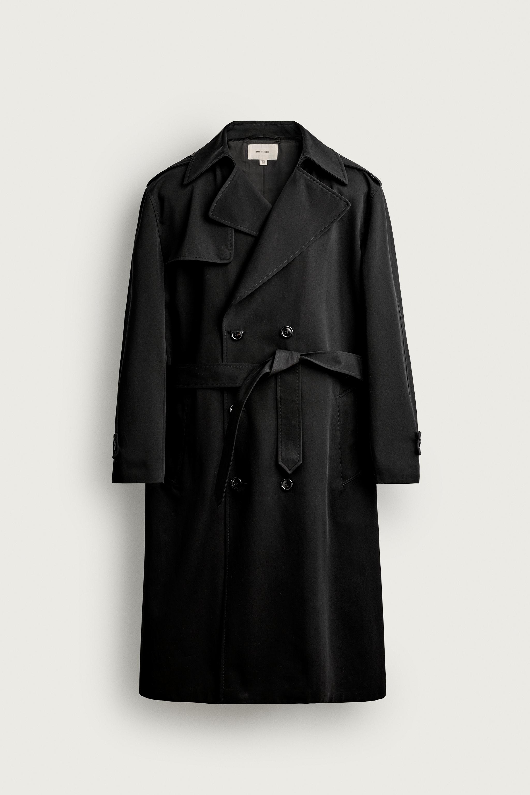 WATER-REPELLENT TRENCH COAT — Black