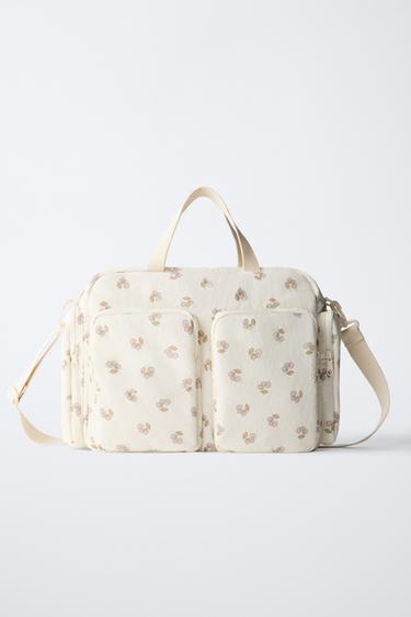 BOLSA DE MATERNIDADE COM FLORES - Branco-cru da Zara