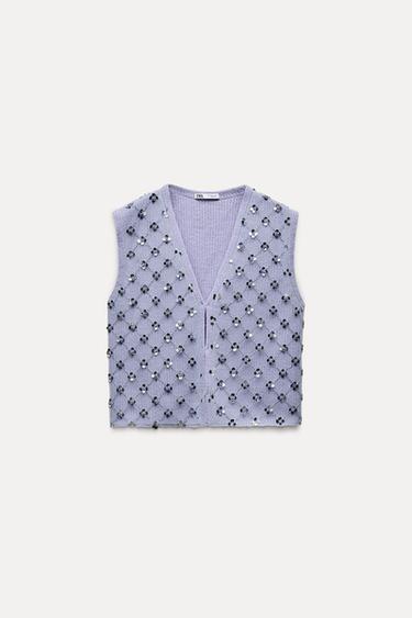 BEADED TULLE TOP - Lilac by Zara