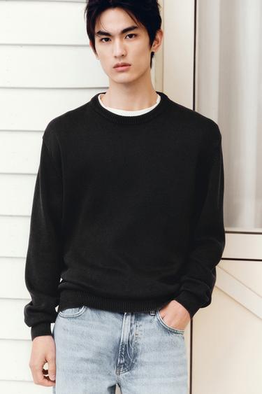 WASHED COTTON TEXTURED JUMPER - Black by Zara