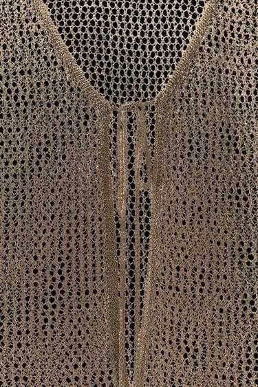 Zara METALLIC THREAD MESH JACKET - Golden