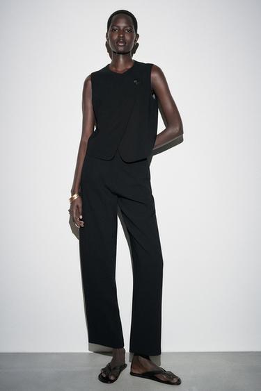 CHALECO CRUZADO BOTÓN ZW COLLECTION - Negro de Zara