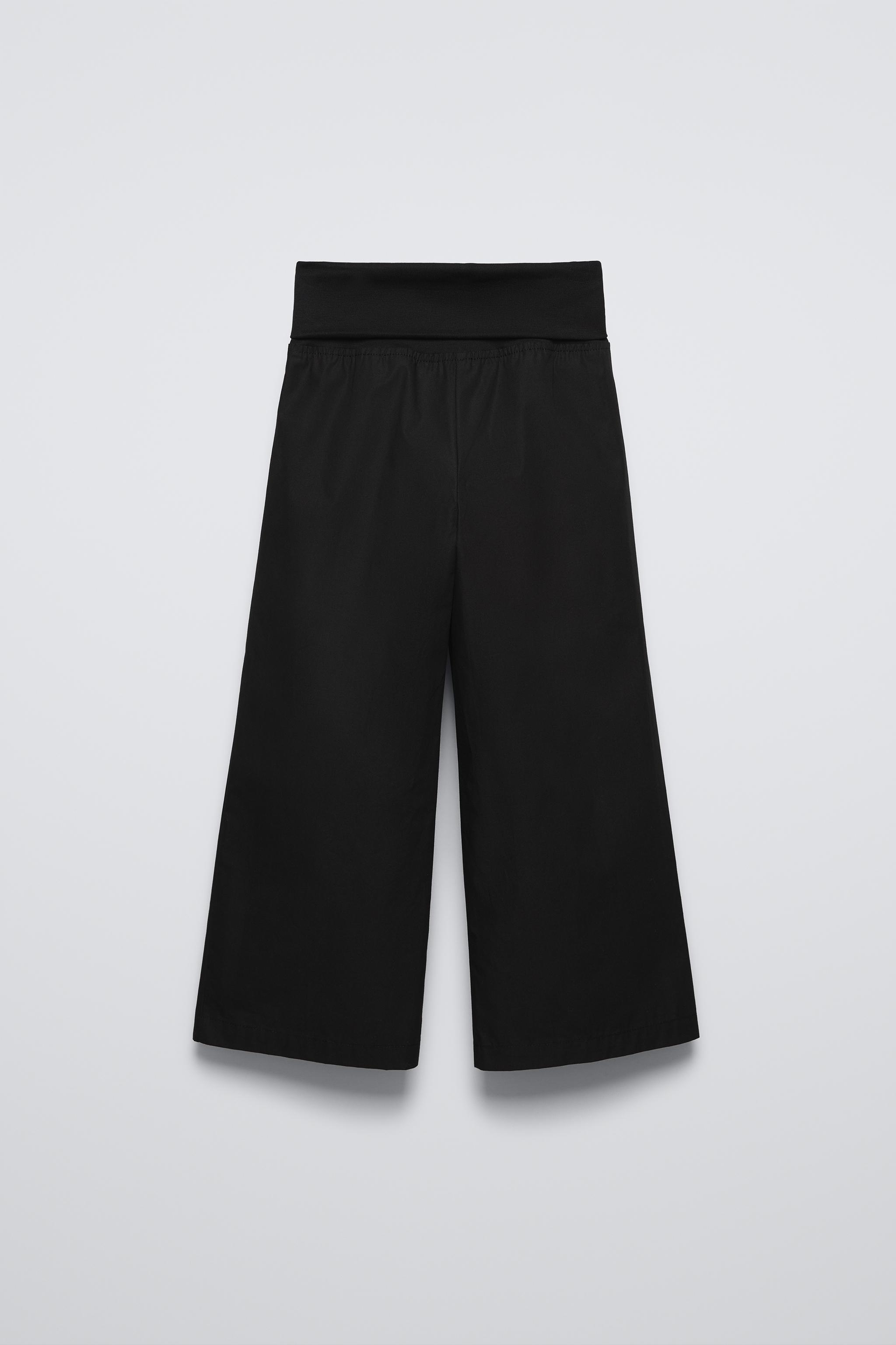 RIBBED BELTED POPLIN PANTS - Black | ZARA United States