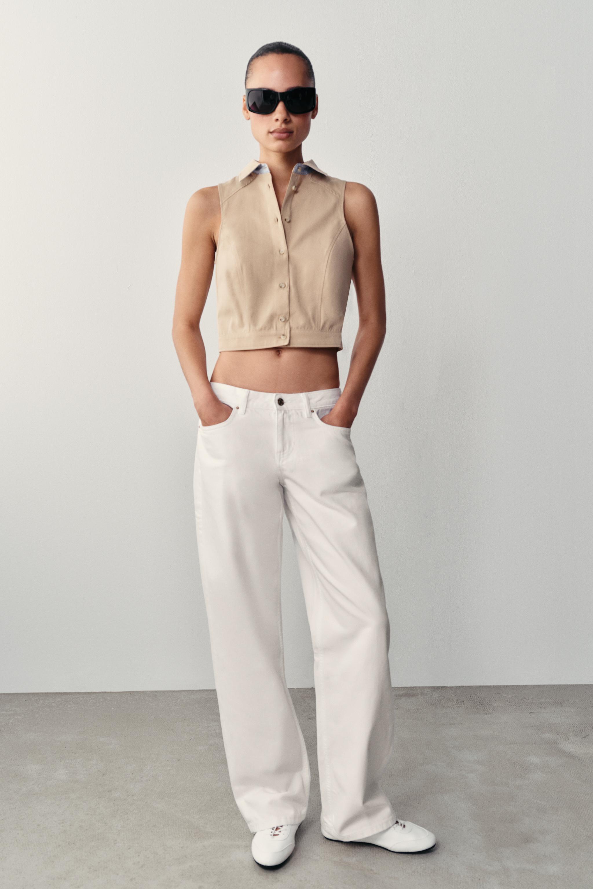 Женские рубашки Zara CONTRAST TRIM SHIRT TOP