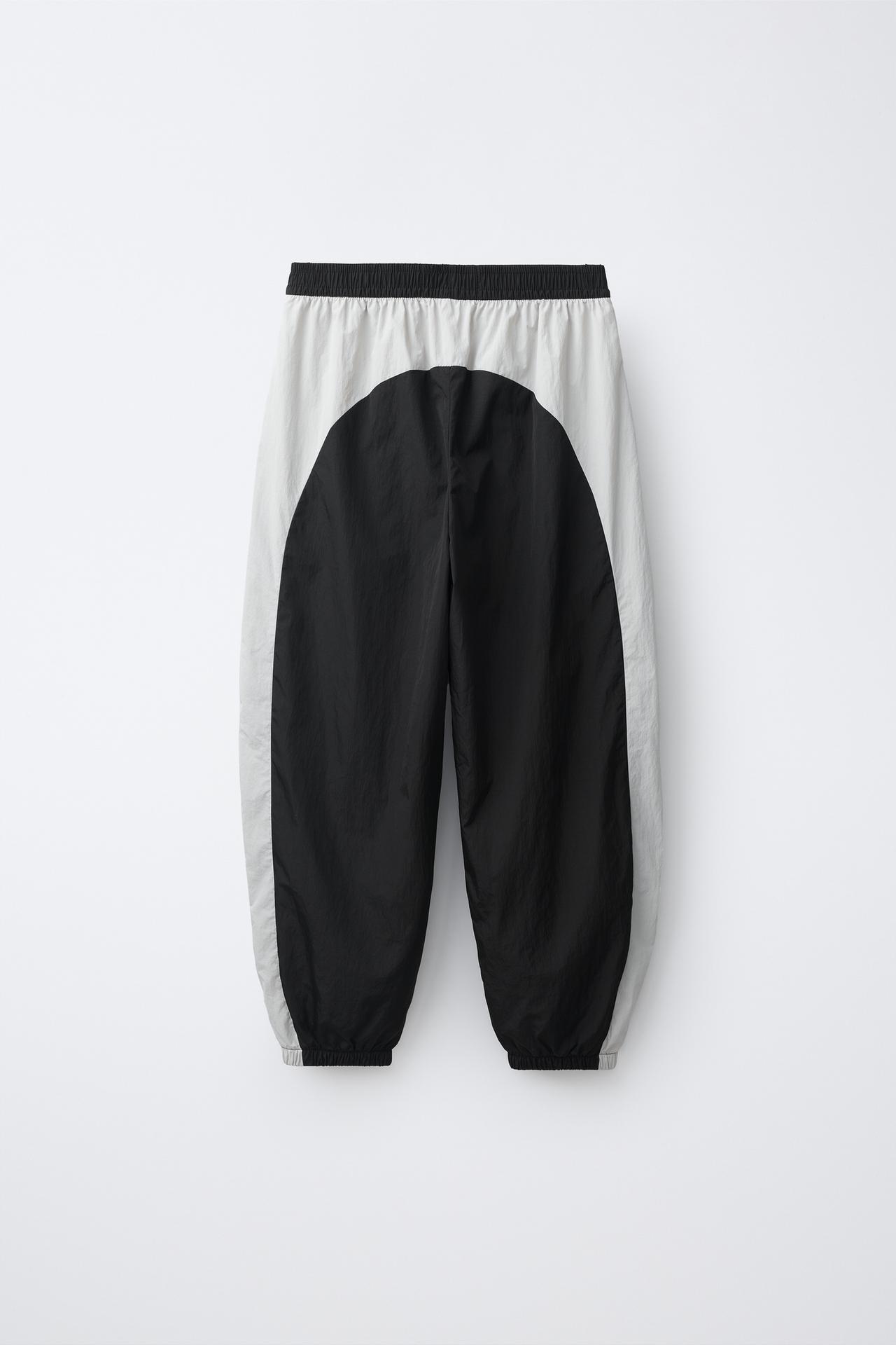 COMBINED NYLON PANTS — Black