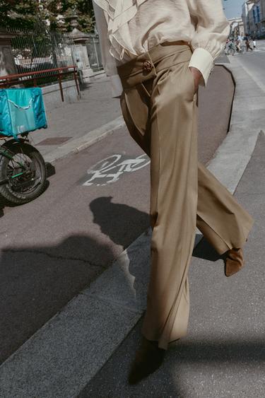 GOLD BUTTON WIDE-LEG TROUSERS - Sand by Zara - Image 5