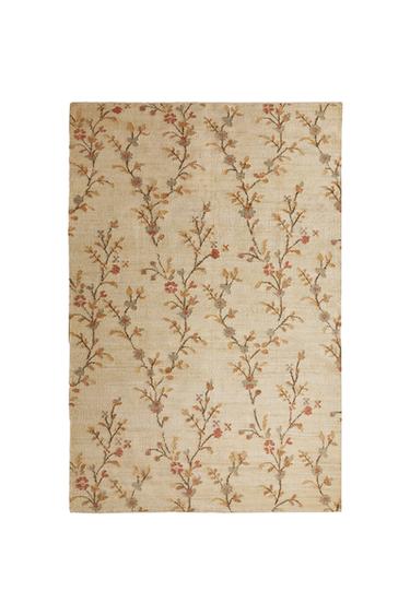 FLORAL JUTE RUG - Light beige by Zara