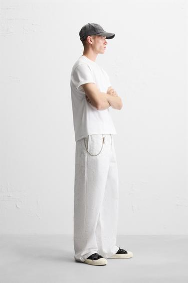 PANTALON COUPE LARGE IMPRIMÉ ABSTRAIT - Blanc de Zara - Image 3