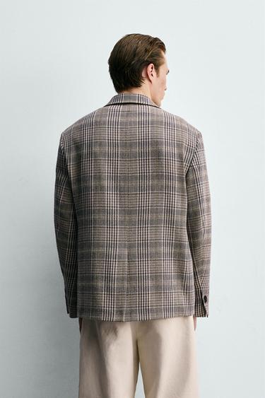 VESTE À BOUTONNAGE CROISÉ À CARREAUX - Marron clair de Zara - Image 2