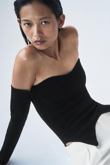 CORSETRY-INSPIRED KNIT TOP - Black by Zara