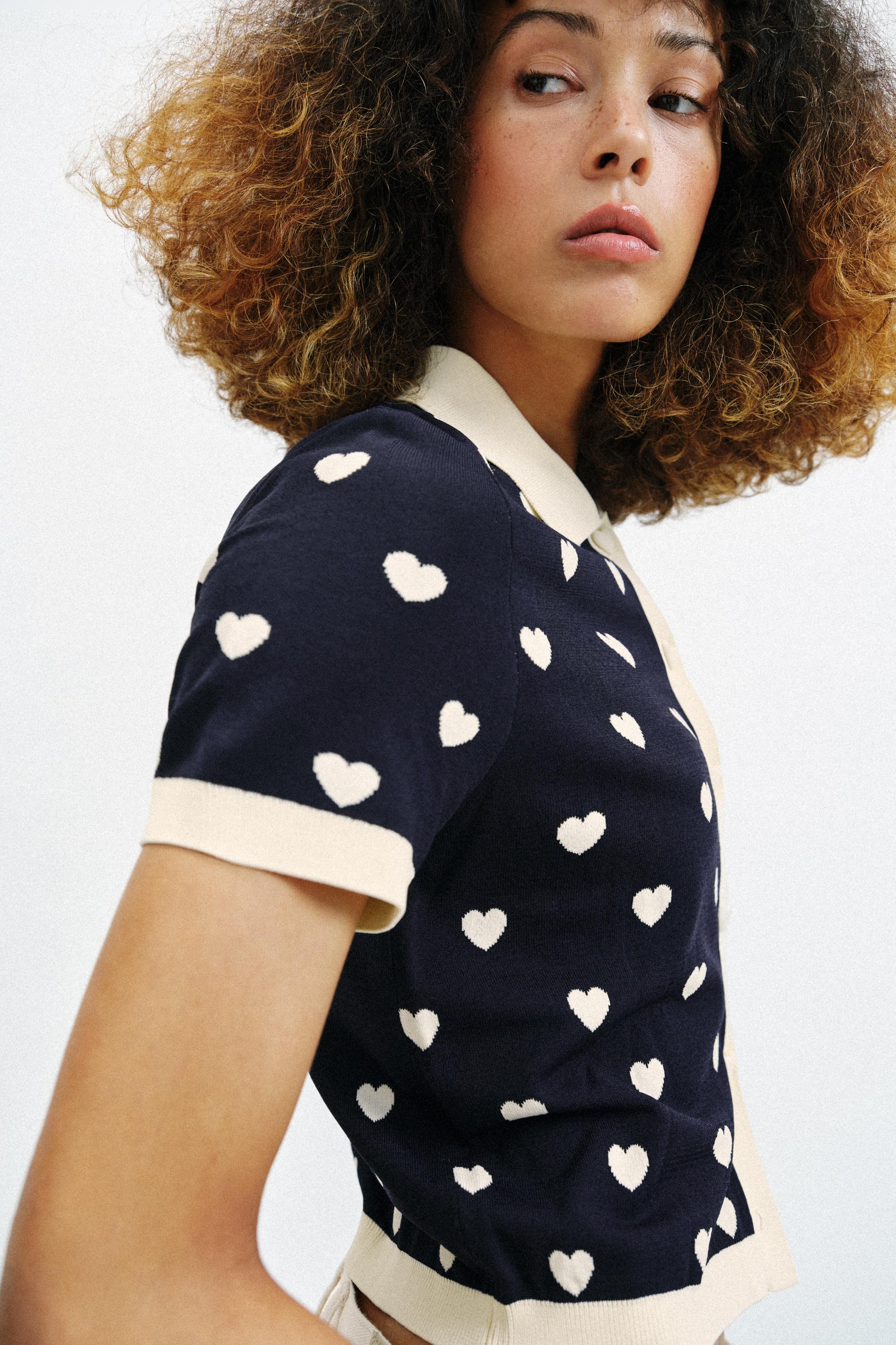 HEART KNIT POLO SHIRT
