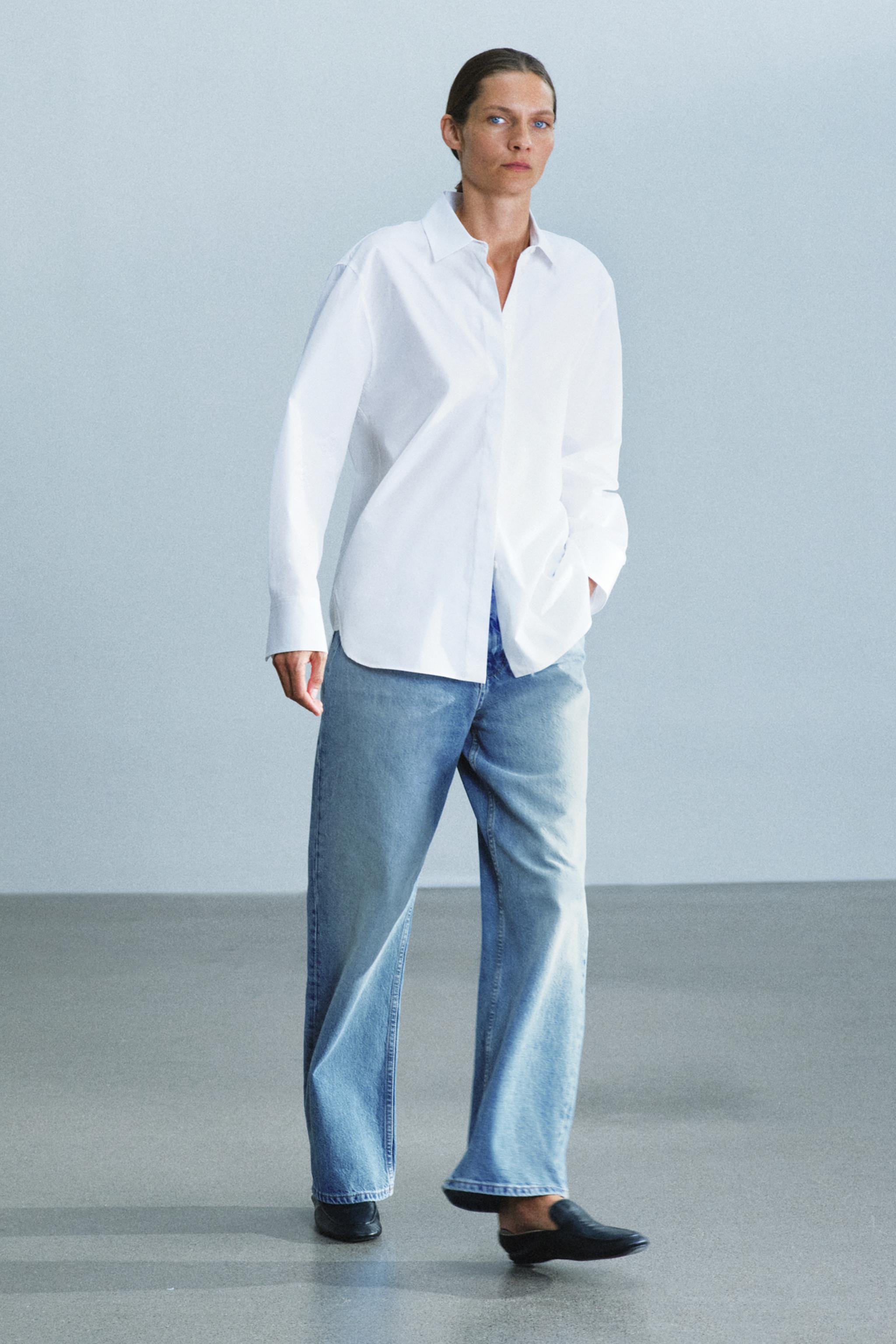 Zara ZW COLLECTION DÜZ POPLİN GÖMLEK görsel 5