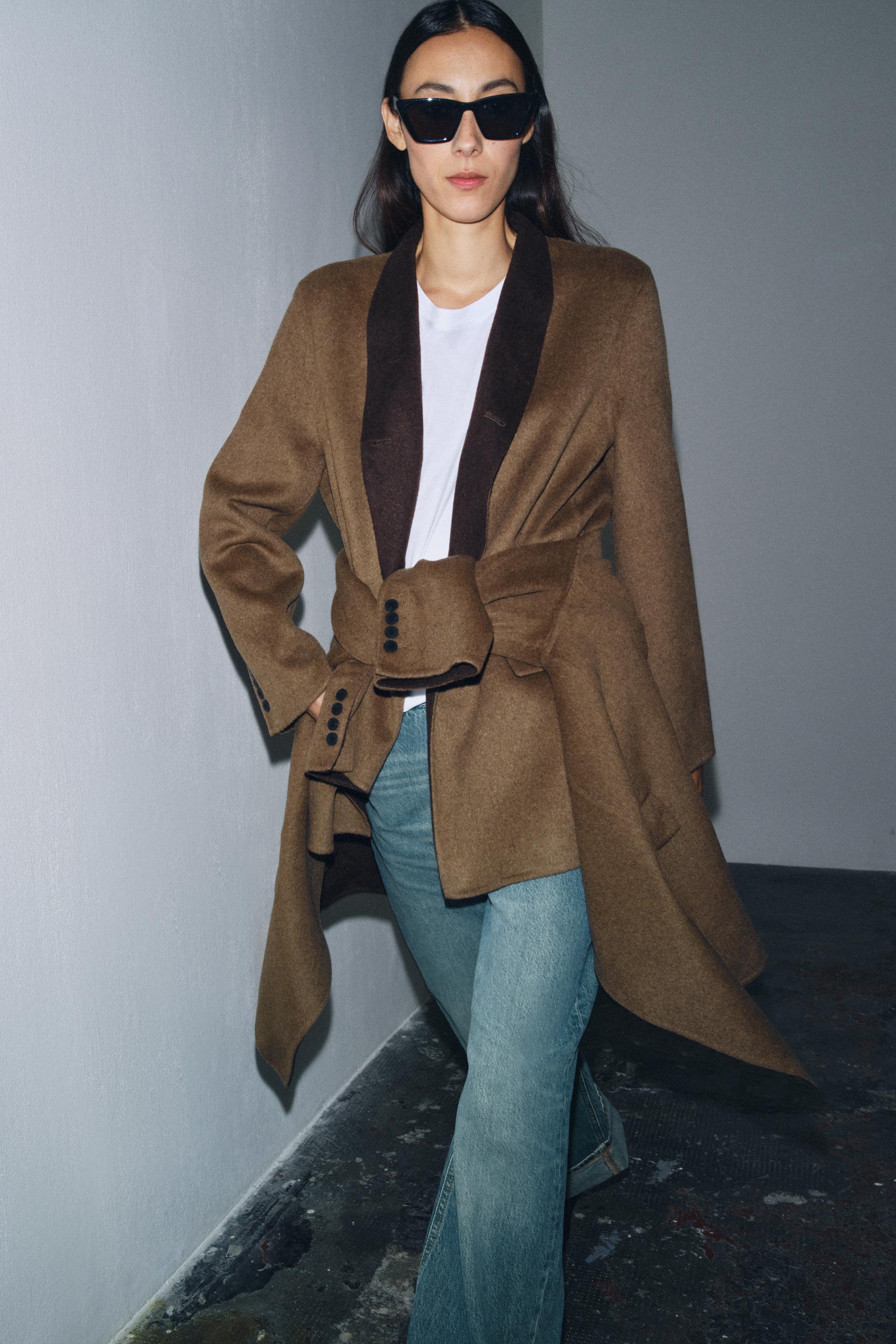 BLAZER OVERSIZE COM LÃ ZW COLLECTION - Marrom | ZARA Brasil