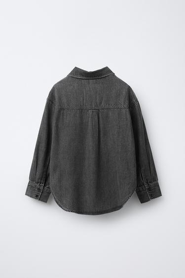 Zara DENIM SHIRT AND RIB T-SHIRT PACK - Black