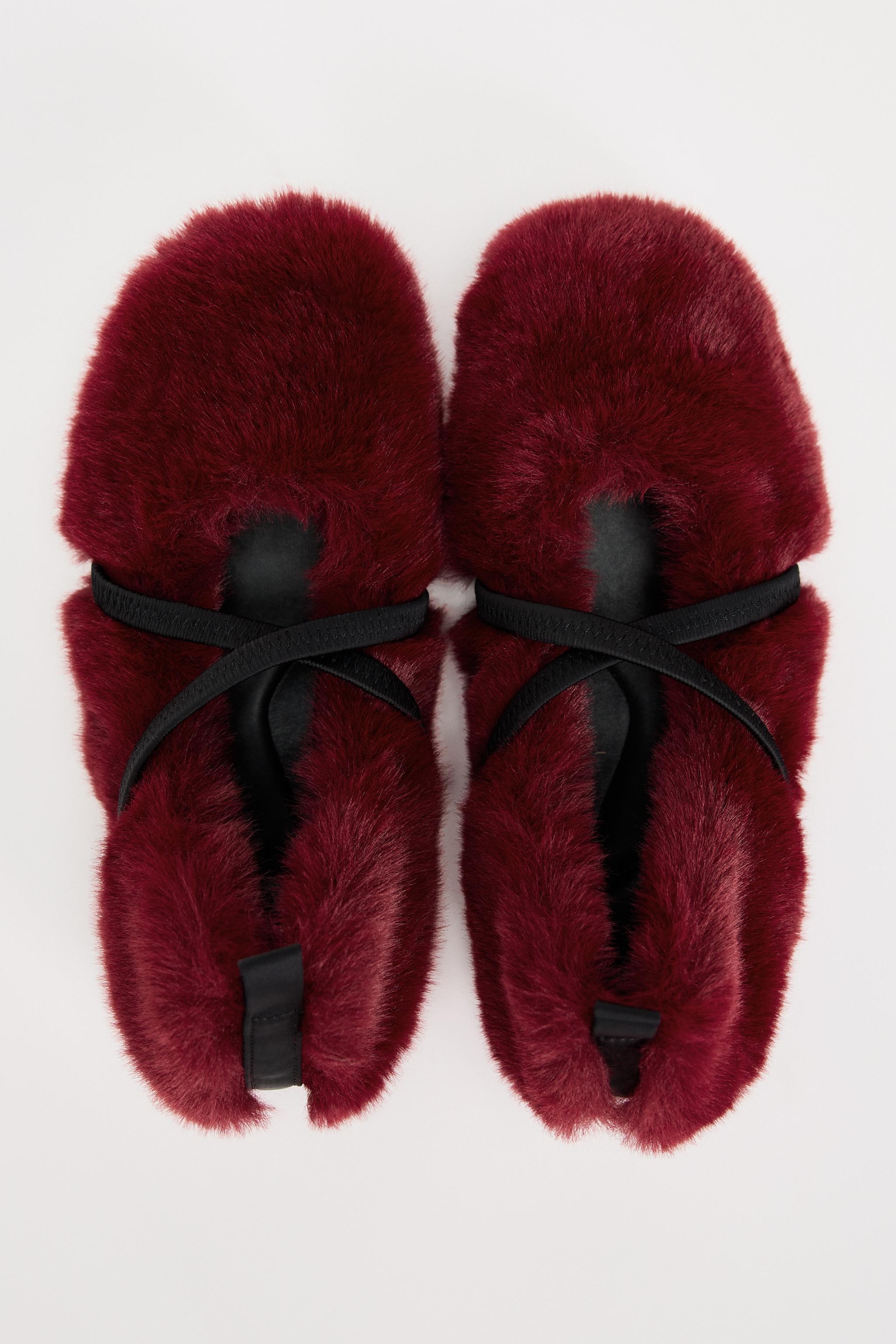 FAUX FUR BALLET FLATS - Red