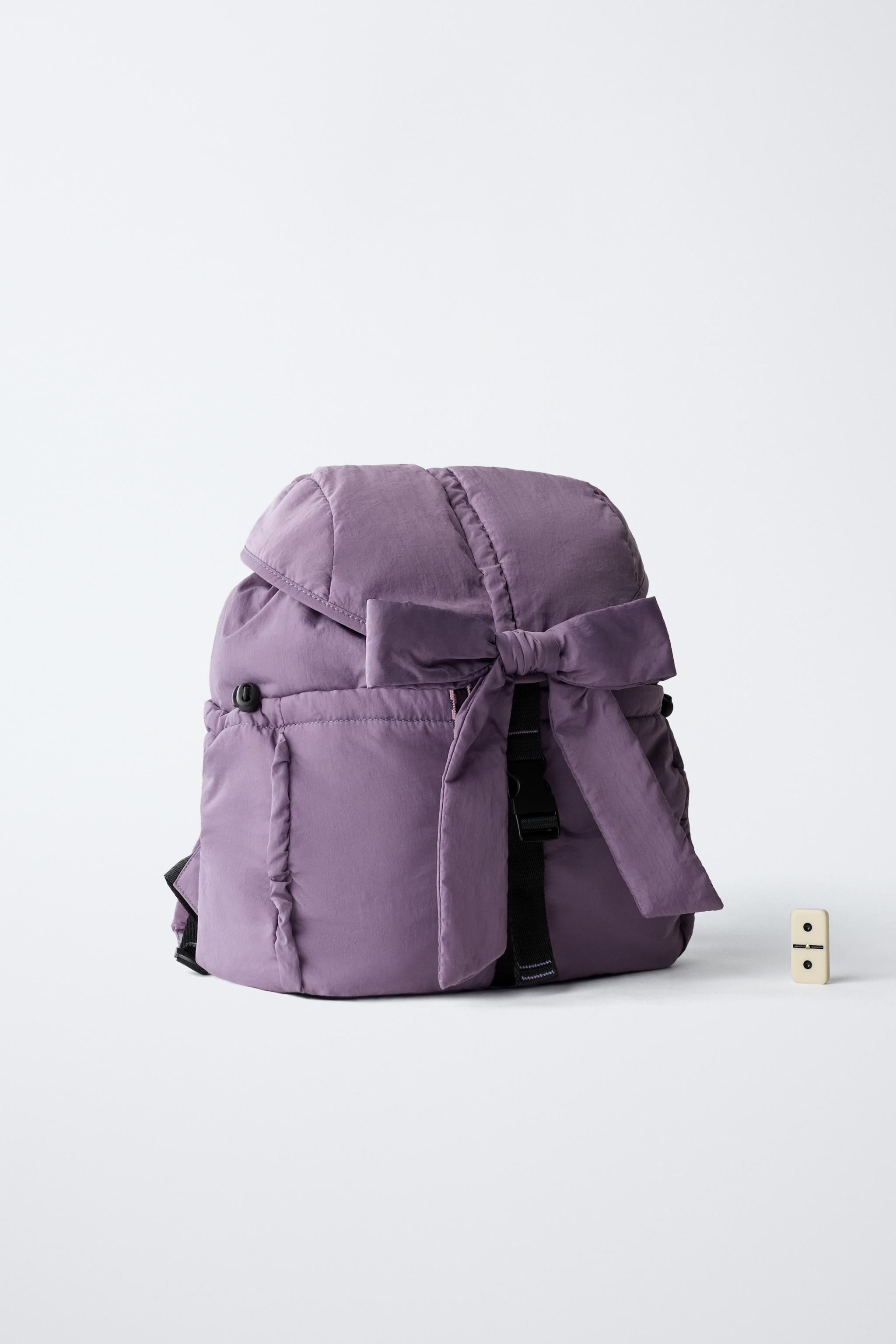 リボン付きナイロンバックパック - バイオレットモーブ | ZARA Japan