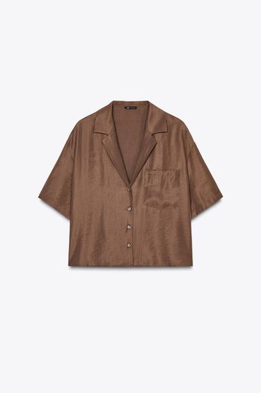 Zara FLOWY SHIRT - Chocolate - Image 0